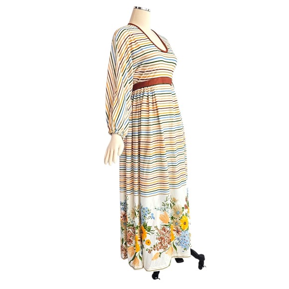 Neiman Marcus Dresses & Skirts - Vintage 1970s Dress  Neiman Marcus Maxi Floor Length Striped Dolman Sleeve